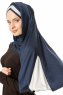 Duru - Marineblauw & Grijs Jersey Hijab