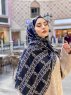 Elyas - Zwart Gedessineerde Katoen Hijab - Mirach