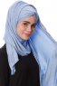 Eslem - Lichtblauw Pile Jersey Hijab - Ecardin