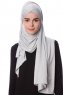 Eslem - Lichtgrijs Pile Jersey Hijab - Ecardin