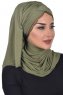 Filippa - Khaki Katoenen Praktisch Hijab - Ayse Turban
