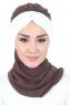Gill - Bruin & Creme Praktisch Hijab