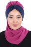 Gill - Fuchsia & Marineblauw Praktisch Hijab