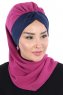 Gill - Fuchsia & Marineblauw Praktisch Hijab
