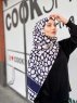 Iza - Marineblauw & Wit Gedessineerde Katoen Hijab - Mirach