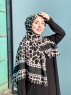 Iza - Zwart & Creme Gedessineerde Katoen Hijab - Mirach