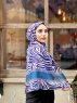 Kadifa - Marineblauw & Beige Gedessineerde Katoen Hijab - Mirach