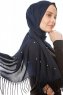 Kadri - Marineblauw Hijab Met Parels - Özsoy