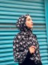 Kenza - Zwart Gedessineerde Katoen Hijab - Mirach