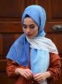 Khawla - Lichtblauw Gedessineerde Katoen Hijab