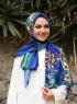 Marwa - Blauw Gedessineerde Crepe Hijab