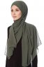 Mehtap - Khaki Praktisch One Piece Chiffon Hijab