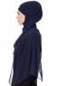 Mehtap - Marineblauw Praktisch One Piece Chiffon Hijab