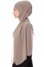 Mehtap - Taupe Praktisch One Piece Chiffon Hijab