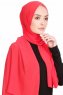 Merve Hallonröd Krep Chiffon Hijab 4A166d