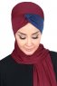 Mikaela - Bordeaux & Marineblauw Katoenen Praktisch Hijab