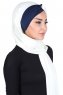 Mikaela - Creme & Marineblauw Katoenen Praktisch Hijab