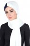 Mikaela - Creme & Marineblauw Katoenen Praktisch Hijab