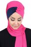 Mikaela - Fuchsia & Marineblauw Katoenen Praktisch Hijab