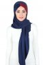 Mikaela - Marineblauw & Bordeaux Katoenen Praktisch Hijab