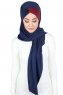 Mikaela - Marineblauw & Bordeaux Katoenen Praktisch Hijab