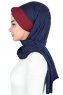 Mikaela - Marineblauw & Bordeaux Katoenen Praktisch Hijab