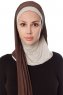 Naz - Bruin & Licht Taupe Praktisch One Piece Hijab - Ecardin