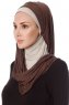 Naz - Bruin & Licht Taupe Praktisch One Piece Hijab - Ecardin