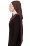 Naz - Bruin & Licht Taupe Praktisch One Piece Hijab - Ecardin