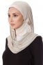 Naz - Licht Taupe & Licht Beige Praktisch One Piece Hijab - Ecardin