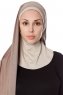 Naz - Donker Taupe & Licht Taupe Praktisch One Piece Hijab - Ecardin