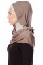 Naz - Donker Taupe & Licht Taupe Praktisch One Piece Hijab - Ecardin