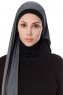 Naz - Donker Grijs & Zwart Praktisch One Piece Hijab - Ecardin