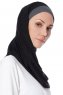 Naz - Zwart & Donker Grijs Praktisch One Piece Hijab - Ecardin