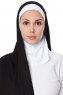 Naz - Zwart & Wit Praktisch One Piece Hijab - Ecardin