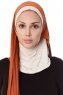Naz - Baksteenrood & Licht Beige Praktisch One Piece Hijab - Ecardin