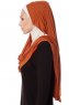 Naz - Baksteenrood & Licht Beige Praktisch One Piece Hijab - Ecardin