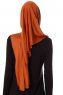 Naz - Baksteenrood & Licht Beige Praktisch One Piece Hijab - Ecardin
