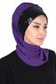 Olga - Purper & Zwart Praktisch Hijab