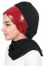 Olga - Zwart & Rood Praktisch Hijab