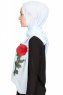 Sevda Ljusblå Blommig Chiffon Hijab Sehr-i Sal 400108c