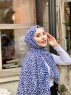 Suha - Katoenen Hijab In Marineblauw & Wit Luipaardpatroon