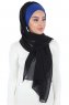 Vera - Blauw & Zwart Praktisch Chiffon Hijab