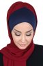 Vera - Marineblauw & Bordeaux Praktisch Chiffon Hijab