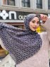 Wahida - Zwart Gedessineerde Katoen Hijab - Mirach