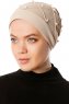 Yaren - Beige Crepe Chiffon Turban - Sehr-i Sal
