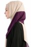 Yelda Lila & Beige Chiffon Hijab Sjal Madame Polo 130038-3