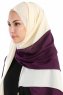 Yelda Lila & Creme Chiffon Hijab Sjal Madame Polo 130037-2