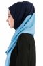 Yelda Marinblå & Ljusblå Chiffon Hijab Sjal Madame Polo 130039-3