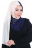 Ylva - Beige & Marineblauw Praktisch Chiffon Hijab